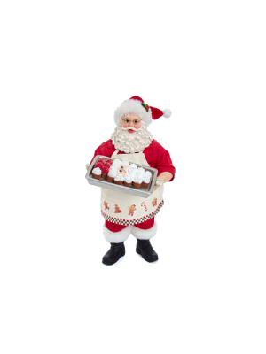 Kurt Adler 10.5" Fabriche Santa And Tray Of Santa Face Cake