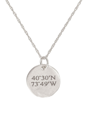 Solid White Gold Not All Who Wander Are Lost Maxi Coordinates Necklace