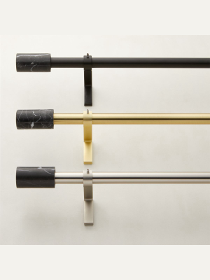 Black Marble Finial Curtain Rod Set .75" Diameter