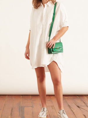 Oversized Boxy Button Up Dress In White