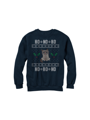 Men's Grumpy Cat Ugly Christmas Ho Ho No Sweatshirt