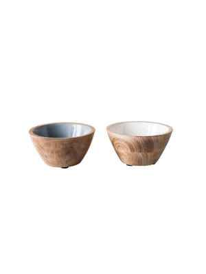 Enameled Mango Wood Bowls