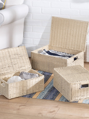 Honey-can-do Set Of 3 Paper Rope Baskets