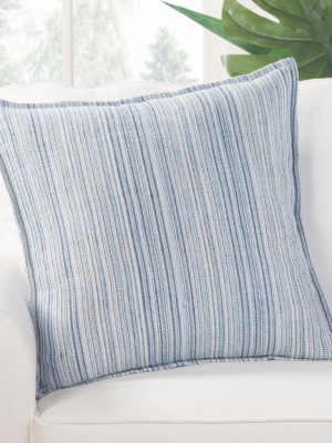 Taye Stripe Blue & White Throw Pillow