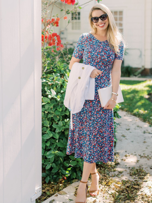 Tammy Midi T-shirt Dress In Spring Ditsy Floral