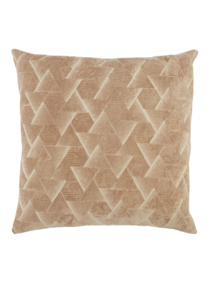 Jaipur Living Jacques Geometric Beige/ Silver Poly Throw Pillow 22 Inch