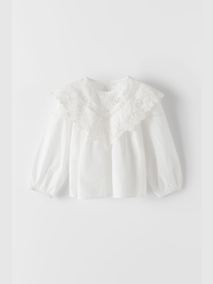 Guipure Lace Bib Romantic Blouse