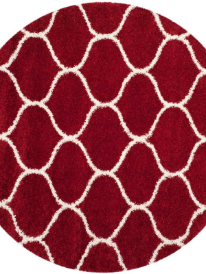 Hudson Shag Ogee Red/ivory Round Rug