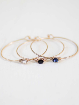 Simple Gem Bangle Bracelet