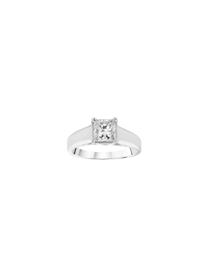 Pompeii3 1/2ct Solitaire Princess Cut Diamond Engagement Ring 14k White Gold