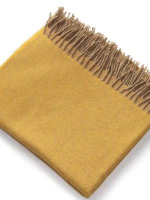 Harlow Henry Cashmere Collection Throw Mustard With Sand Reverse