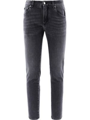 Dolce & Gabbana Logo Patch Straight-leg Jeans