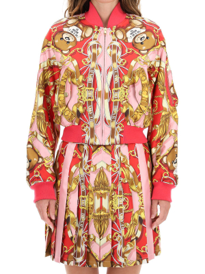 Moschino Teddy Scarf Printed Bomber Jacket