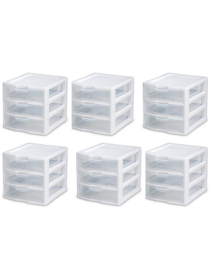 6) Sterilite 20738006 Small Compact Countertop 3 Drawer Desktop Storage Unit