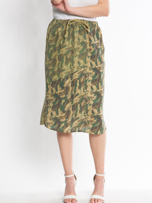Loulou Patch Skirt - Green Camo