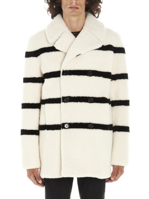 Saint Laurent Striped Double Breasted Coat