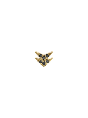 Double Black Diamond Pave V Stud - Yellow Gold