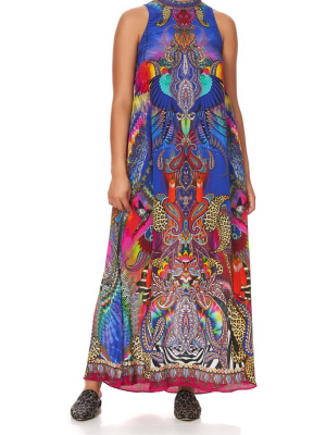 High Neck Dress With Back Neck Tie Psychedelica