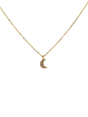 Tiny Cz Crescent Moon Necklace