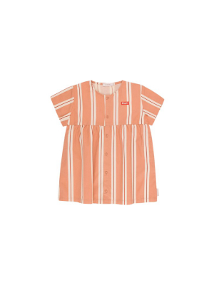 Tiny Cottons Retro Stripes Bff Dress - Terracotta/cream