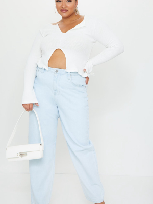 Plus Bleach Wash High Waist Mom Jeans