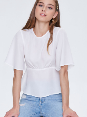 Bell Sleeve Flounce-hem Top