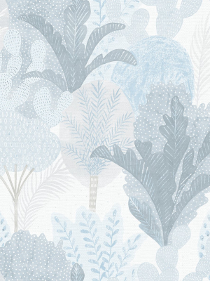 Ari Desert Oasis Wallpaper In Blue From The Pacifica Collection By Brewster Home Fashions