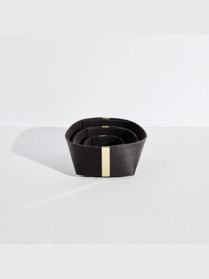 Recycled Rubber + Brass Basket Set - Black