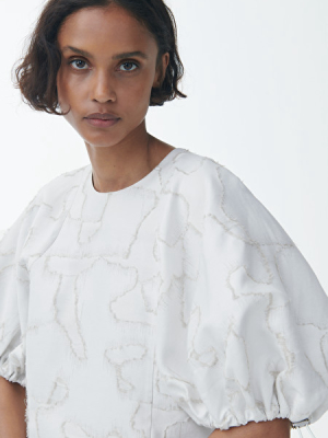 Puff Sleeve Cotton-linen Top