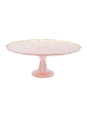 Vietri Viva Baroque Glass Cake Stand - Pink