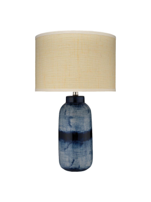 Jamie Young Large Batik Table Lamp In Indigo Ceramic