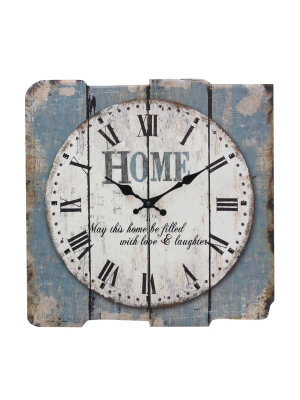 15.7" X 15.7" Rustic Wooden Wall Clock - Stonebriar Collection