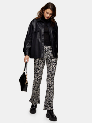 Smudge Animal Print Plisse Flare Pants