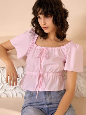 Callie Pink Cinched Waist Blouse