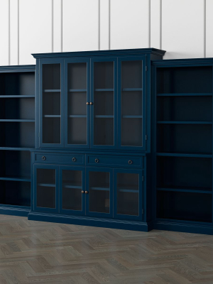 Cameo Indigo 4-piece Glass Door Wall Unit With Open Bookcases