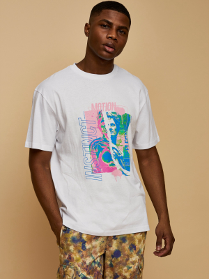 Abstract Print T-shirt In White