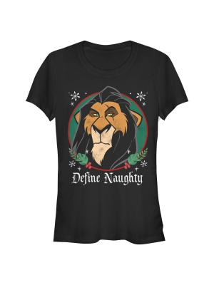 Junior's Lion King Christmas Scar Define Naughty T-shirt