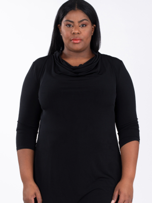 Long Sleeve Face Cover Tunic In Black