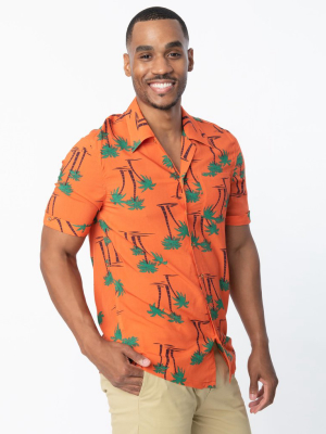 Collectif Orange & Palm Beach Print Oscar Mens Shirt