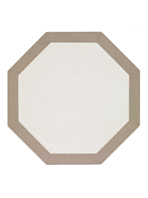 Bodrum Bordino Octagon Placemat - Antique White & Oatmeal - Set Of 4