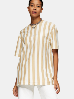 Topman Stone And White Stripe T-shirt