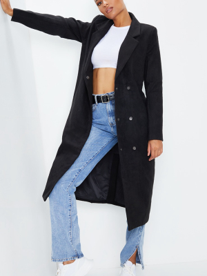 Salana Black Longline Double Breasted Coat