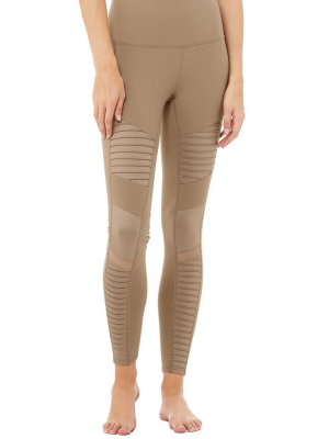 High-waist Moto Legging - Gravel/gravel Glossy