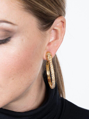 Gold And Crystal Pave Snake Hoop Pierced Earrings