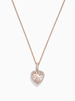 Effy Blush 14k Rose Gold Morganite And Diamond Heart Pendant, 1.88 Tcw