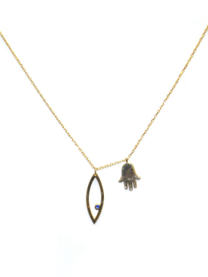 Sterling Hamsa Evil Eye Necklace