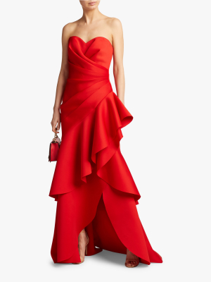 Asymmetrical Ruffle Gown