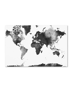 24" X 32" World Map Bg1 By Marlene Watson - Trademark Fine Art