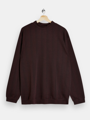 Burgundy Herringbone Long Sleeve T-shirt