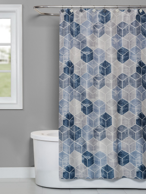 Cubes Shower Curtain Blue - Saturday Knight Ltd.